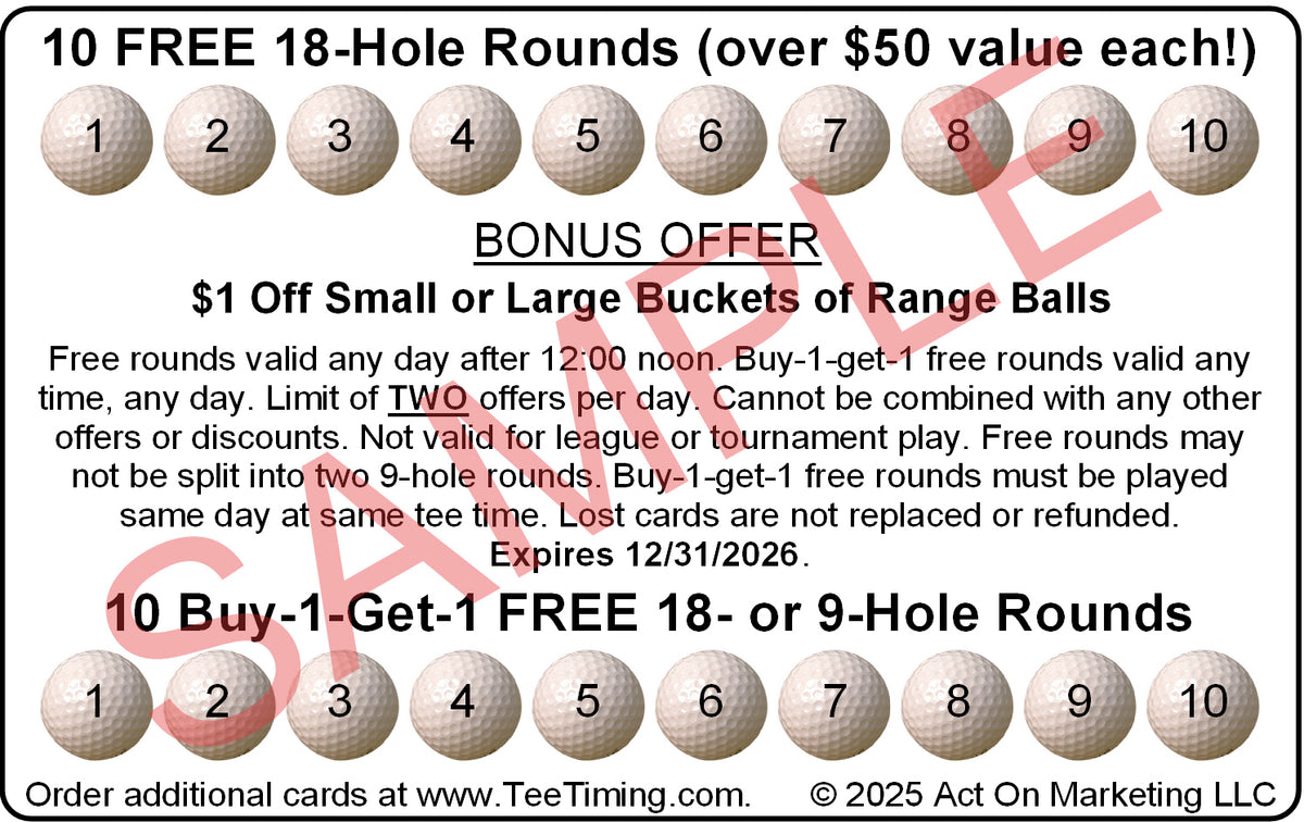 BULK (5-PACK, $259 each) 2026 TimberStone VIP Passes – Teetiming